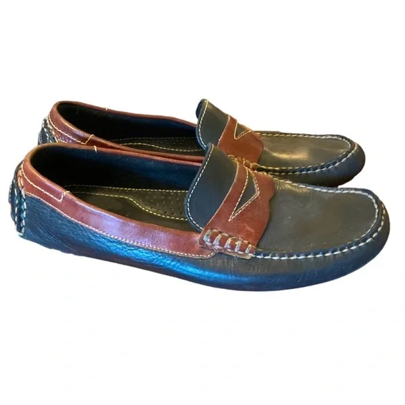 Men’s Vibram Brown & Black Leather Loafers. Super Comfortable And Light. Size 9. Lug Penny Moc - Horween Black Scotch Grain Chromexcel  main image 2